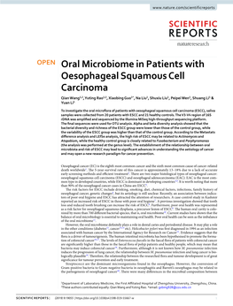 Oral Microbiome in Patients with Oesophageal Squamous Cell