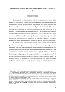 1 Representaciones De Género En La Ficción Histórica: La Otra Mirada Y