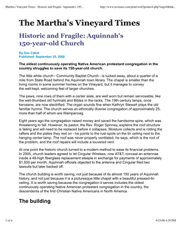 Martha's Vineyard Times Historic and Fragile Aquinnah's 150-Year