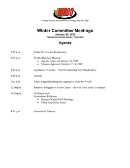 Winter Committee Meetings January 30, 2020 Pellegrino’S Event Center, Tumwater