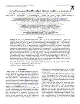 ALMA Observations of the Physical and Chemical Conditions in Centaurus A