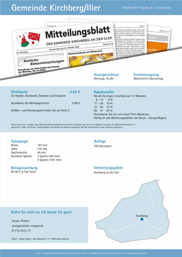 Gemeinde Kirchberg/Iller Preisliste Nr