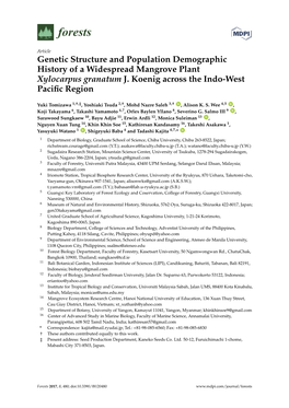 Genetic Structure and Population Demographic History of a Widespread Mangrove Plant Xylocarpus Granatum J