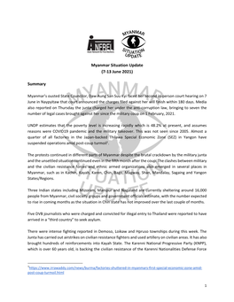 Myanmar Situation Update (7-13 June 2021)