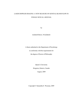 Laser Doppler Imaging: a New Measure of Genital Blood Flow In