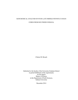 Geochemical Analysis of Four Late Middle Pennsylvanian