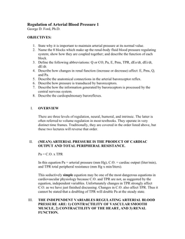 Regulation of Arterial Blood Pressure 1 George D