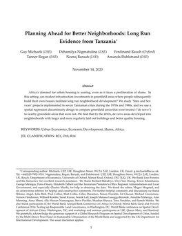 Planning Ahead for Better Neighborhoods: Long Run
