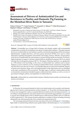 Assessment of Drivers of Antimicrobial Use and Resistance in Poultry and Domestic Pig Farming in the Msimbazi River Basin in Tanzania