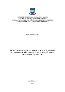 Riqueza De Moluscos Associados Aos Recifes Do Morro De São Paulo, Ilha Tinharé, Bahia (Nordeste Do Brasil)
