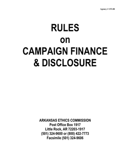 RULES on CAMPAIGN FINANCE & DISCLOSURE