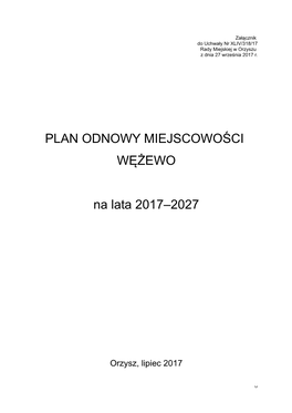 PLAN ODNOWY MIEJSCOWOŚCI WĘŻEWO Na Lata 2017–2027
