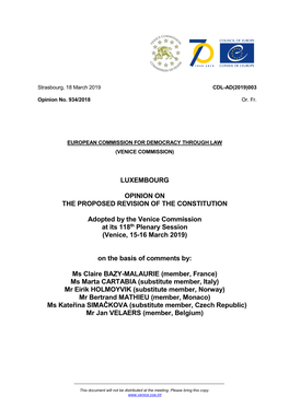 Luxembourg Opinion on the Proposed Revision of The