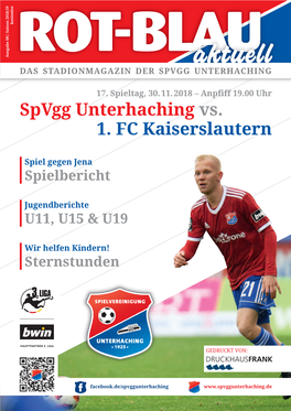 Spvgg Unterhaching Stadionmagazin 2018/2019 Nr. 08.Qxp