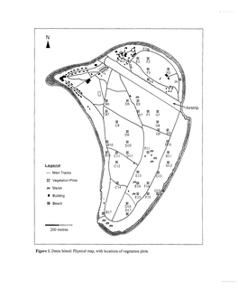 Figure 1. Denis Island: Physical Map, with Locations of Vegetation Plots. DENIS