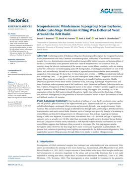 Neoproterozoic Windermere Supergroup Near Bayhorse, Idaho: Stage of Symmetric Rifting Followed by Later Asymmetric Rifting