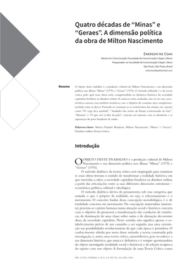 “Minas” E “Geraes”. a Dimensão Política Da Obra De Milton Nascimento