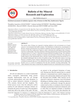 Bulletin of the Mineral Research and Exploration