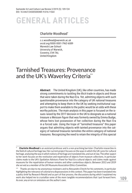 Tarnished Treasures: Provenance and the UK's Waverley Criteria