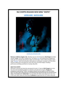 Nle Choppa Releases New Song 