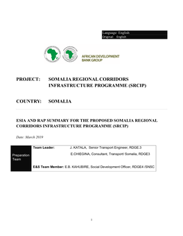 Somalia Regional Corridors Infrastructure Programme (Srcip)