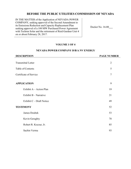 NV Energy Emissions Reduction and Capacity Replacement Plan