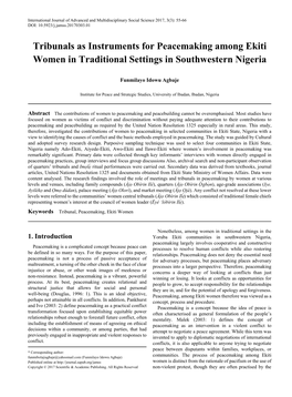 Tribunal, Peacemaking, Ekiti Women