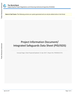 Supporting Gas Project Negotiations and Enhancing Institutional Capacities (P163563)