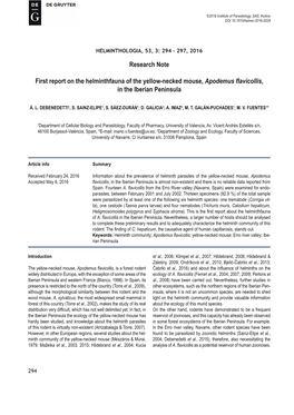 Research Note First Report on the Helminthfauna of the Yellow-Necked