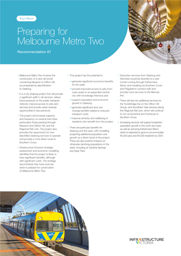 Preparing for Melbourne Metro Two