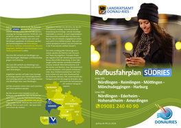 Rufbusfahrplan SÜDRIES Bis Freitags Jeweils Zwei Fahrtmöglichkeiten Der Buslinien 505 Bzw