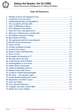 Sathya Sai Speaks, Vol 32 (1999) Divine Discourses of Bhagawan Sri Sathya Sai Baba