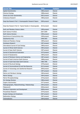 Geofacets Journal Title List 2017/03/07