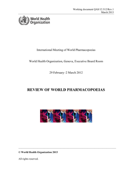 Review of World Pharmacopoeias