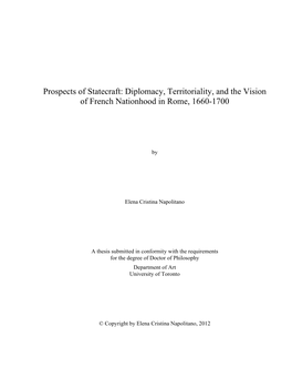 Diplomacy, Territoriality, and the Vision of French Nationhood in Rome, 1660-1700