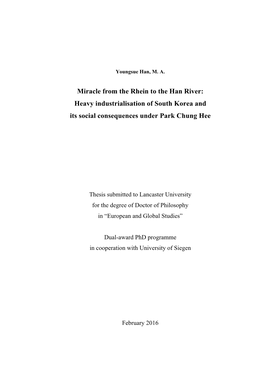 Miracle from the Rhein to the Han River: Heavy Industrialisation of South Korea and Its Social Consequences Under Park Chung Hee