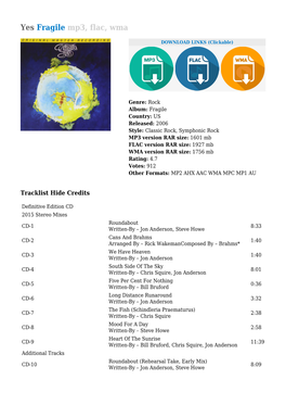 Yes Fragile Mp3, Flac, Wma