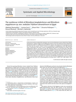 The Symbiovar Trifolii of Rhizobium Bangladeshense and Rhizobium Aegyptiacum Sp. Nov. Nodulate Trifolium Alexandrinum in Egypt