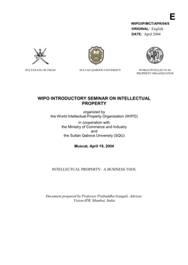 WIPO/IP/MCT/APR/04/5 : Intellectual Property: a Business Tool