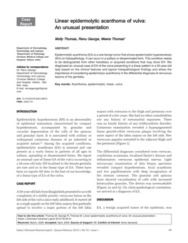 Linear Epidermolytic Acanthoma of Vulva: an Unusual Presentation