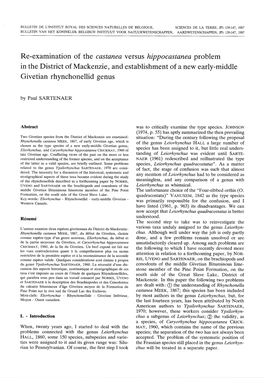 Castanea Versus Hippocastanea Problem Early-Middle Givetian Rhynchonellid Genus