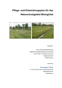 Und Entwicklungsplan Für Das Naturschutzgebiet Moorgürtel