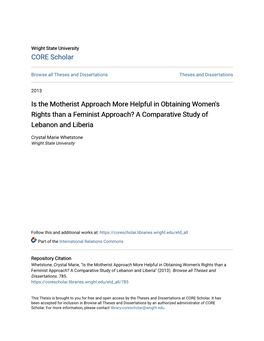 Is the Motherist Approach More Helpful in Obtaining Women's Rights Than a Feminist Approach? a Comparative Study of Lebanon and Liberia