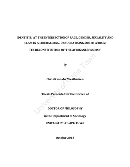 Identities at the Intersection of Race, Gender , Sexuality and Class in A