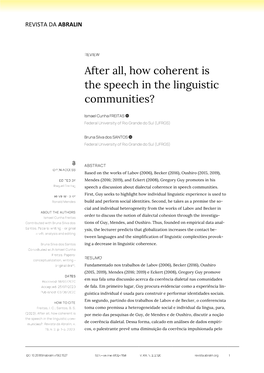 After All, How Coherent Is the Speech in the Linguistic Communities?
