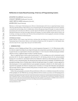 Reflection in Game-Based Learning: a Survey of Programming Games