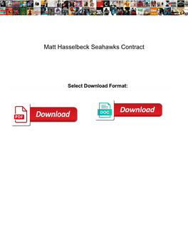 Matt Hasselbeck Seahawks Contract