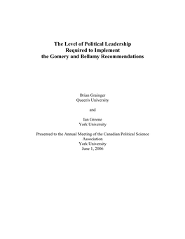 Ethics Reform and Leadership