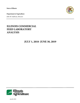 Illinois Commercial Feed Laboratory Analysis July 1, 2018