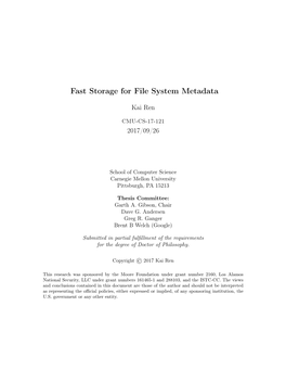 Fast Storage for File System Metadata